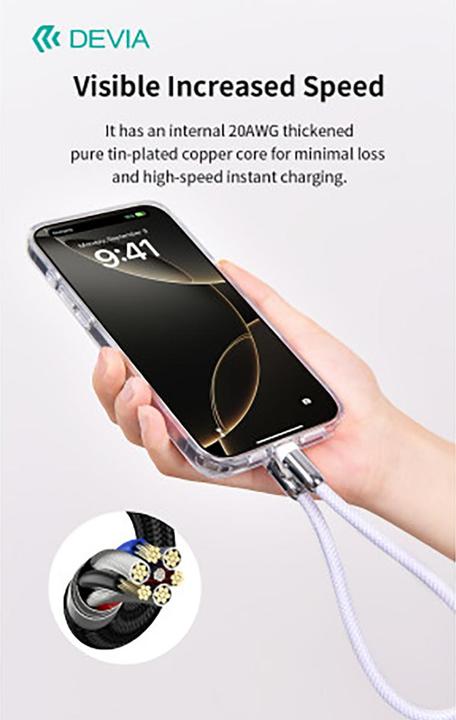 Actual product image Devia cable lanyard 2in1 PD USB-C - USB-C 0,3 m 60W black (0.30 m, USB 3.2 Gen 2, 60 W)