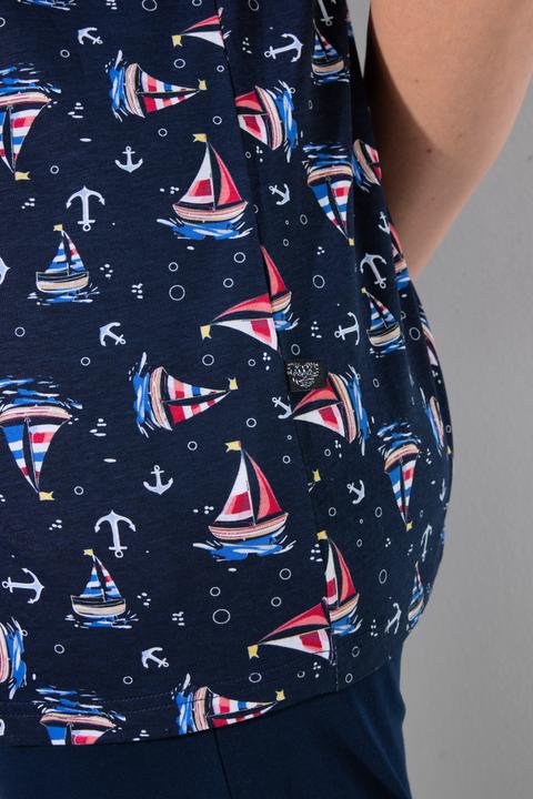 Produktbild Ulla Popken Pyjama, Segelboote, Tunika-Ausschnitt, Halbarm (46)