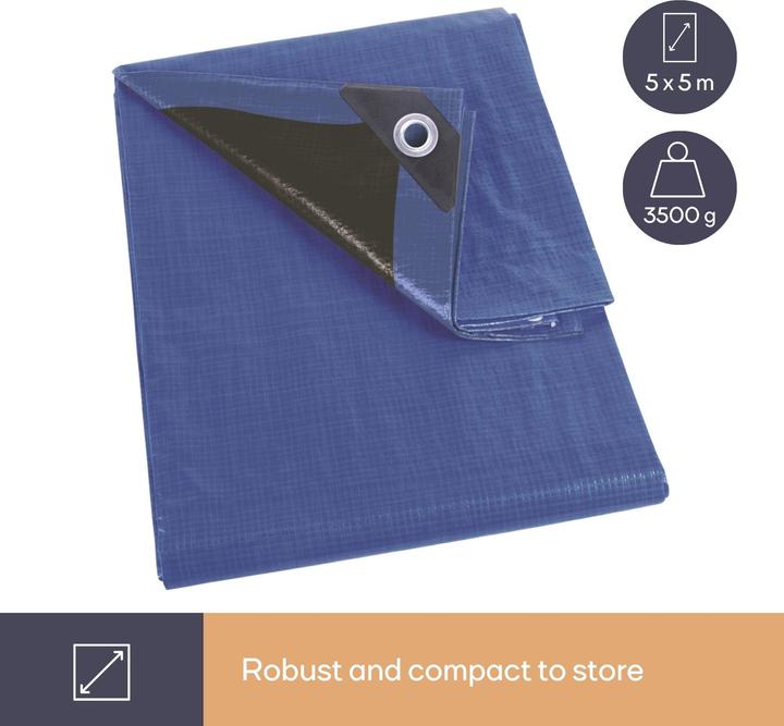 Actual product image Perel Tarpaulin - Blue/Black - Very hard-wearing - 5 x 5 m (5 x 5 m)