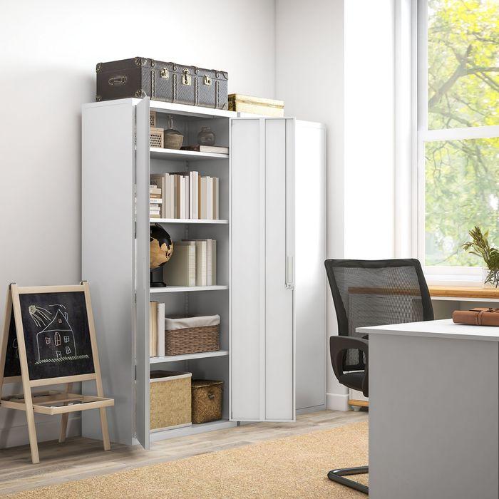 Immagine prodotto Swisshandel24 Aktenschrank, Büroschrank mit 2 Türen, verstellbarer Ablage für Arbeitszimmer (80 x 40 x 180 cm)