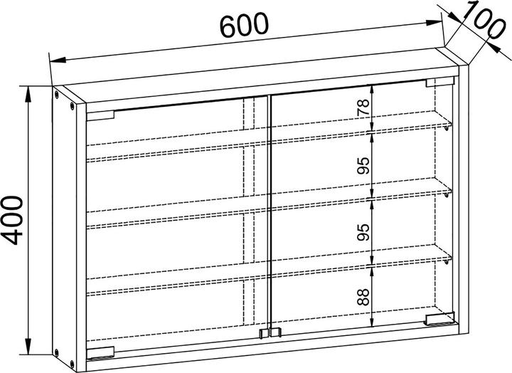 Actual product image VCM Collection wood glass wall display case Mandosa M with hinged doors (60 x 10 x 40 cm)