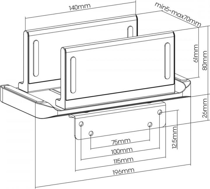 Actual product image Maclean Adjustable mini CPU PC holder MC-454