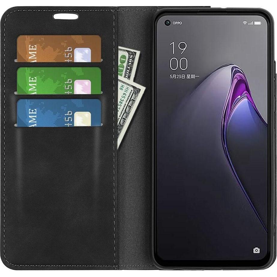 Thumbnail - Cover-Discount OPPO Reno8 - Stand Flip Case Hülle schwarz (Oppo Reno 8), Smartphone Hülle, Schwarz