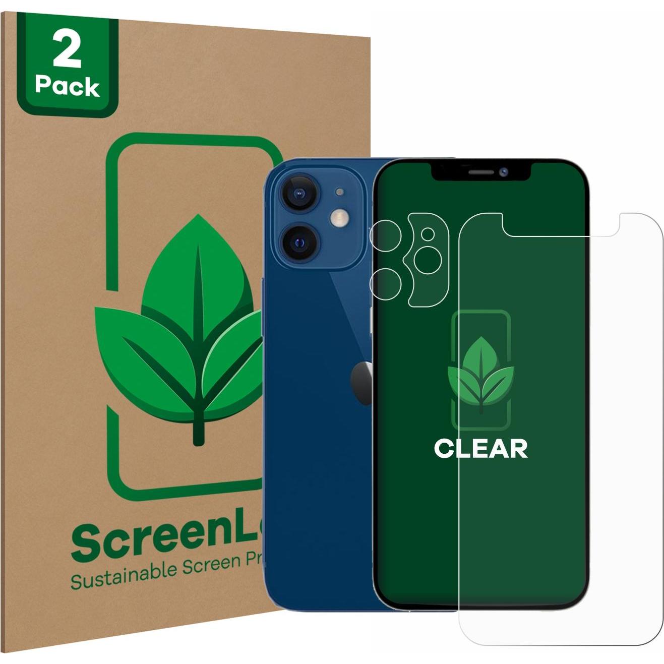 ScreenLeaf Schutzfolie nachhaltiger Displayschutz Displayschutzfolie Folie Klar Transparent (2 Stück, Apple iPhone 12 mi...