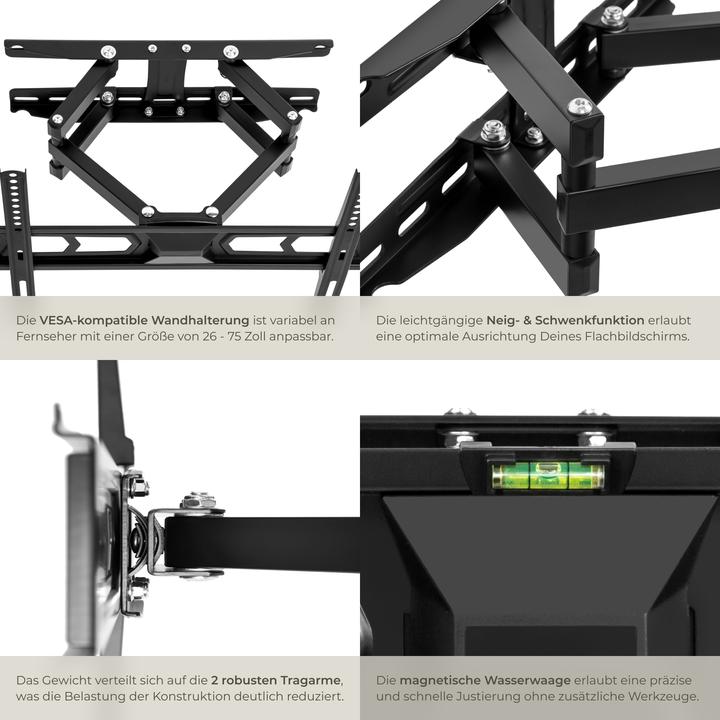 Immagine prodotto tectake Supporto a parete per TV (Muro, 55", 60 kg)