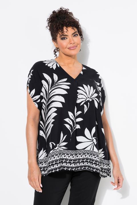 Actual product image Ulla Popken Striped Hem Floral Blouse (42, 44)