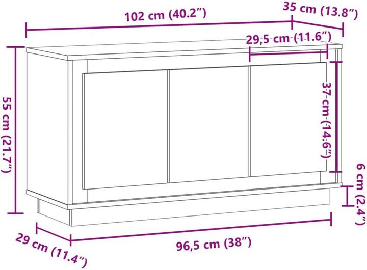 Image du produit vidaXL Sideboard Kommode Anrichte Beistellschrank Artisan-Eiche Holzwerkstoff (102 x 35 x 55 cm)