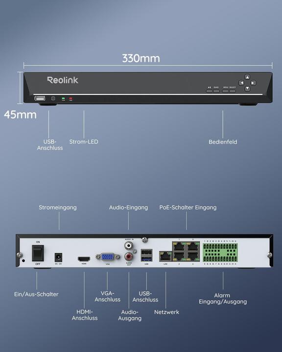 Actual product image Reolink 36 Channel PoE NVR Surveillance System with 3 HDD Bays, Integrated Alarm (Network Video Recorder (NVR))