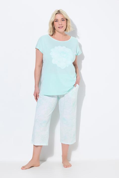 Produktbild Ulla Popken Pyjama, Blüten, oversized, Rundhals, 7/8-Hose (46, 48)