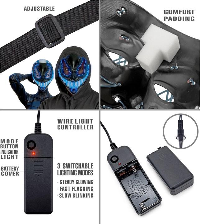 Actual product image Widmann Blue monster mask with LED lighting