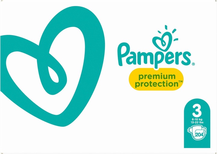Immagine prodotto Pampers Premium Protection (Dimensione 3, Pacco mensile, 204 Pezzo/i)