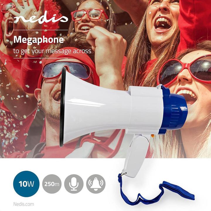 Produktbild Nedis Megaphon | Maximale Reichweite: 250 m | max. Lautstärke-Regler: 115 dB | Eingebautes Mikrofon (Megaphon)