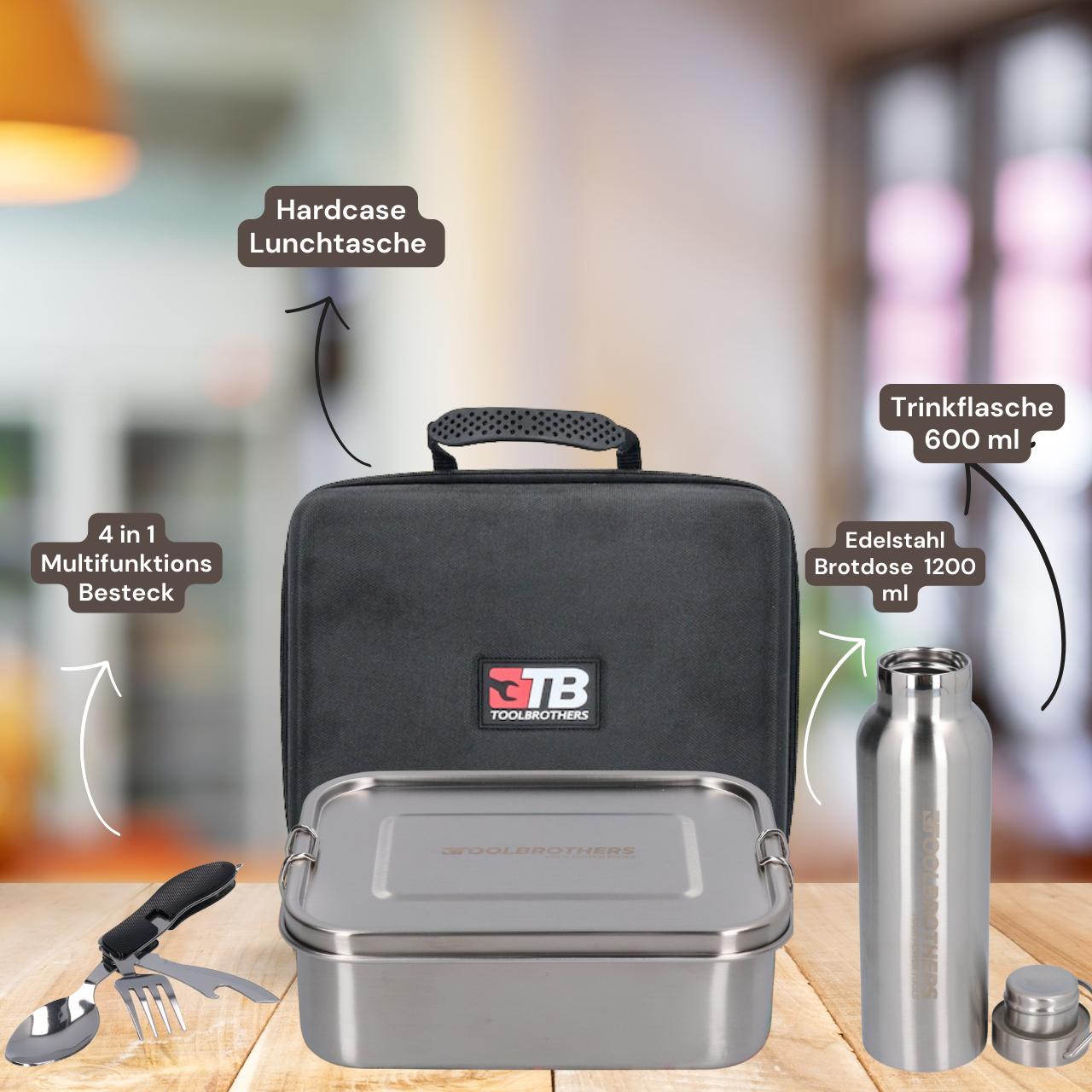 Tool Brothers Toolbrothers Fan Lunchpaket in Hardcase Tragetasche Lunchtasche Wasserdicht mit Edelstahl Brotdose, Lunchb...