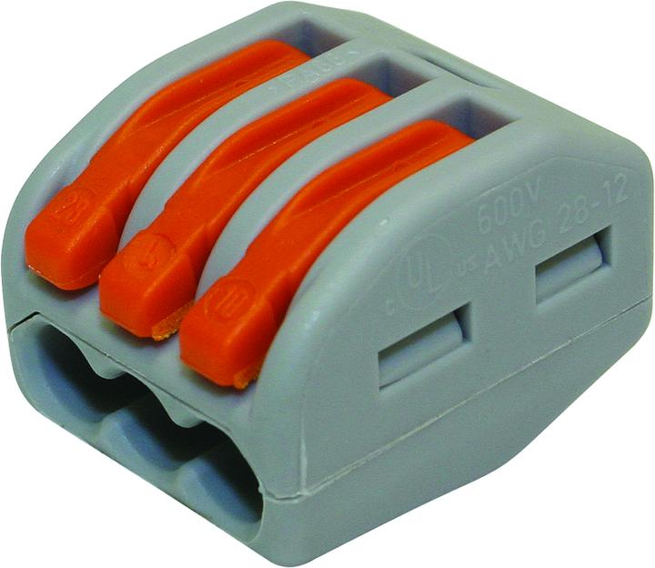 Actual product image Wago Clamp with operating levers 3 x 0.08 - 4mm grey 5 pcs.