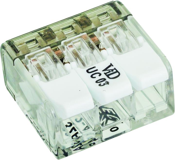 Actual product image Wago Plug-in terminal with operating lever 0.2-4mm2, 3-pole