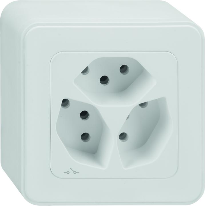 Produktbild Mica AP Steckdose 3xT13 weiss getrennt