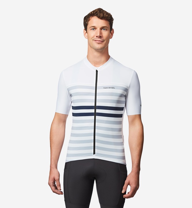 Image du produit Van rysel Maillot vélo route manches courtes été ajusté homme - EDR 2 blanc marinière (S)