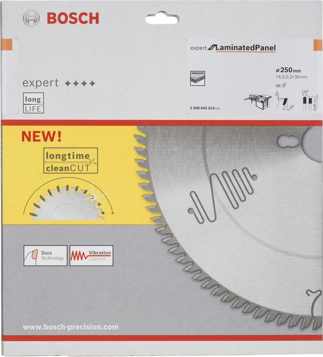 Immagine prodotto Bosch Professional Zubehör Lama circolare Expert per pannelli laminati, 250 x 30 x 3,2 mm, 48