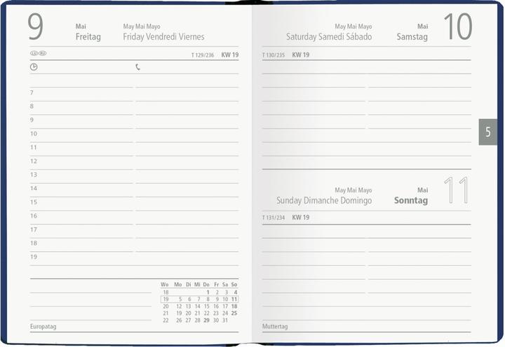 Nutritional values and ingredients Pocket calendar 2025 blue, 10,2x14,2cm, pocket planner with 400 pages in a flexible (10 x 14 cm, 1 day / 1 page)