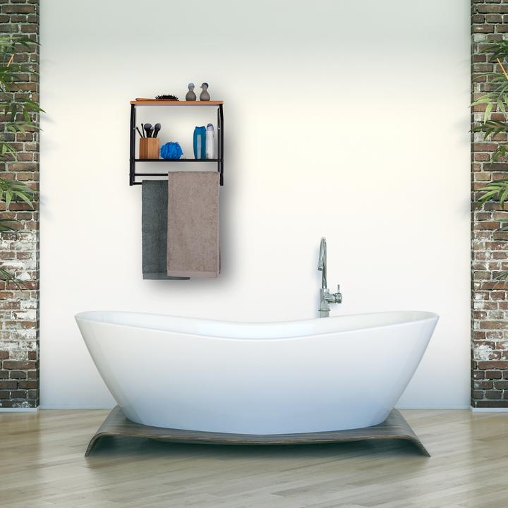 Actual product image Relaxdays Wall Shelf with Towel Rail (45.5 x 23 x 41.5 cm)