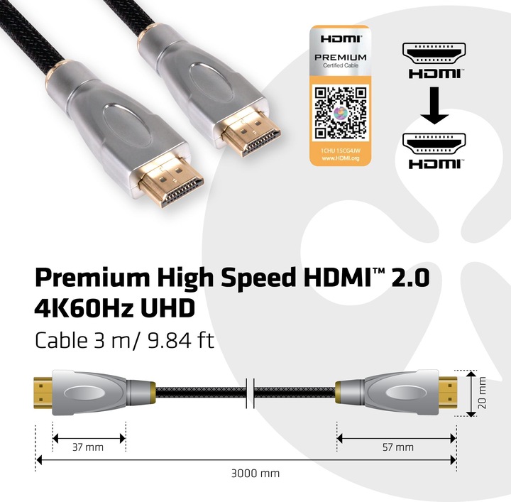 Actual product image Club 3D HDMI (Typ A) – HDMI (Typ A) (3 m, HDMI)