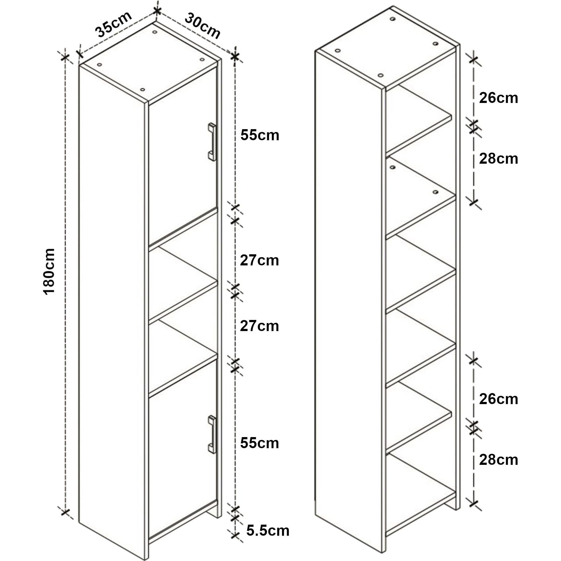 Thumbnail - En.Casa, Regal, Hochschrank Rautrina 180x35x30 cm Anthrazit (180 x 35 x 30 cm)