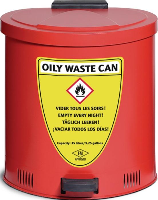 Actual product image asecos Cleaning cloth collection container sheet steel red 35 litres