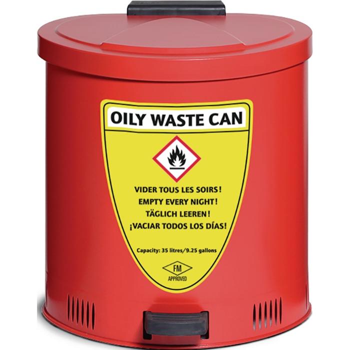 asecos Putztuch Sammelbehälter Stahlblech rot 35 Liter, Abfalleimer, Rot