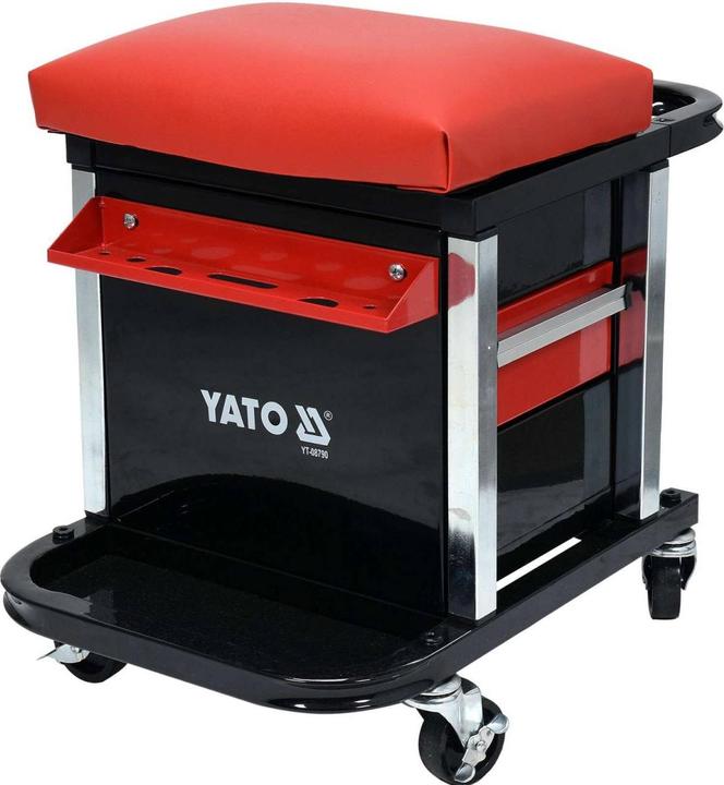 Actual product image Yato Professional workshop stool with 2 drawers, storage compartment and shelf, 360° rotatable, 4