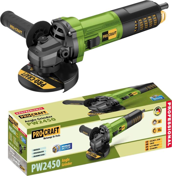 Procraft PW2450 Winkelschleifer 1300 Watt 125 mm Brushless (125 mm)