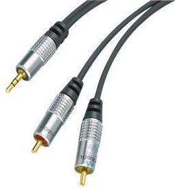 Actual product image Tecline Professional audio cable, high quality, 1x 3.5 mm stereo jack / 2x RCA jack, 10.0 m High quality (10 m)