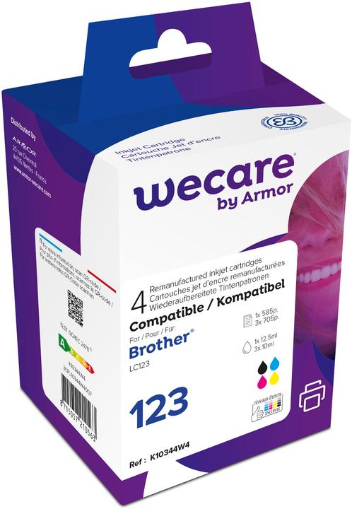 Actual product image Wecare Multipack rebuilt CMYBK LC-123VAL zu BrotherDCP-J4110 12.5/3x10ml (C, FC, M, Y)