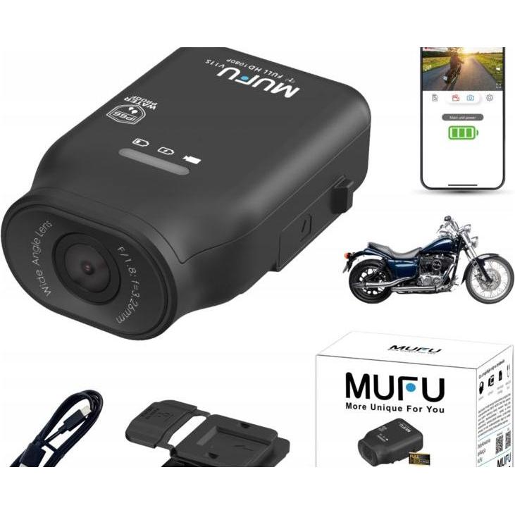 Mufu Wideorejestrator WIDEOREJESTRATOR MOTOCYKLOWY MOTOCAM V11S FULLHD 7H KAMERA NA MOTOCYKL (Full HD), Dashcam, Multicolore