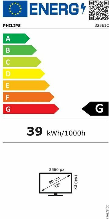 Energielabel Philips E-line 325E1C/00 (2560 x 1440 pixels, 32")