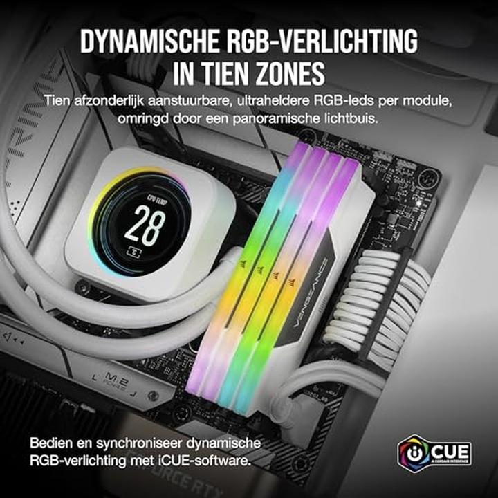 Actual product image Corsair RAM D5 6400 32GB C32 Vengeance RGB K2 W (2 x 16GB, 6400 MHz, DDR5 RAM, DIMM)