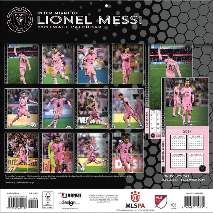 Actual product image MLS - Inter Miami FC - Lionel Messi - 30.5 x 30.5 cm player wall calendar 2025 (30.5 x 30.5 cm, French, Italian, Spanish, German, English)