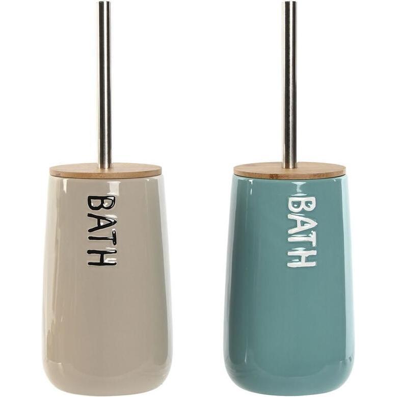 Esprit, Spazzola WC, Toilettenbürste Home ESPRIT Beige türkis Bambus Edelstahl Dolomite 12,2 x 12,2 x 35,2 cm (2 Stück)