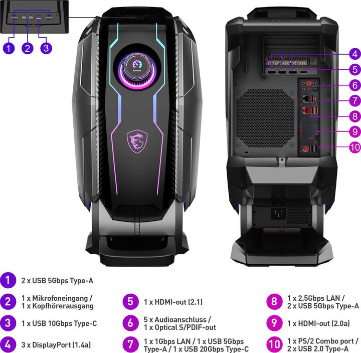 Produktbild MSI MEG Aegis Ti5 (2000 GB, 32 GB, Intel Core i9-13900KF, GeForce RTX 4080)