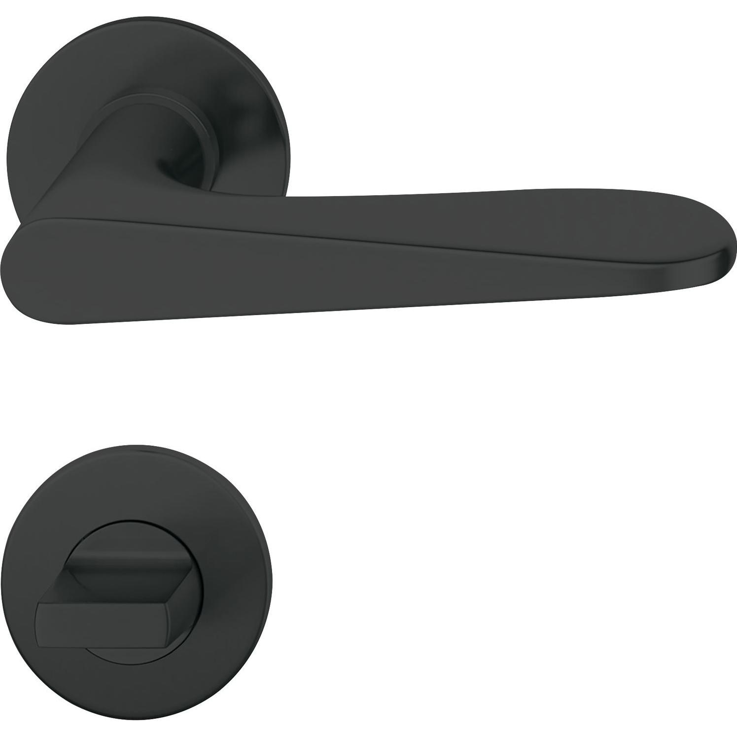 FSB, Türgriff + Fenstergriff, Türbeschlag 1144 Türgriff auf Flachrosette WC, 38-42 schwarz matt (Türgriff)
