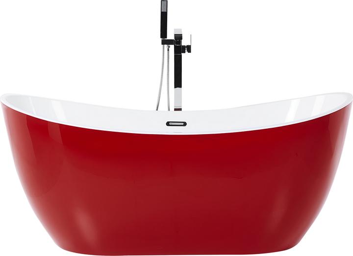 Actual product image Beliani Bathtub freestanding red oval 160 x 76 cm ANTIGUA (220 l, 160 cm, 160 cm)