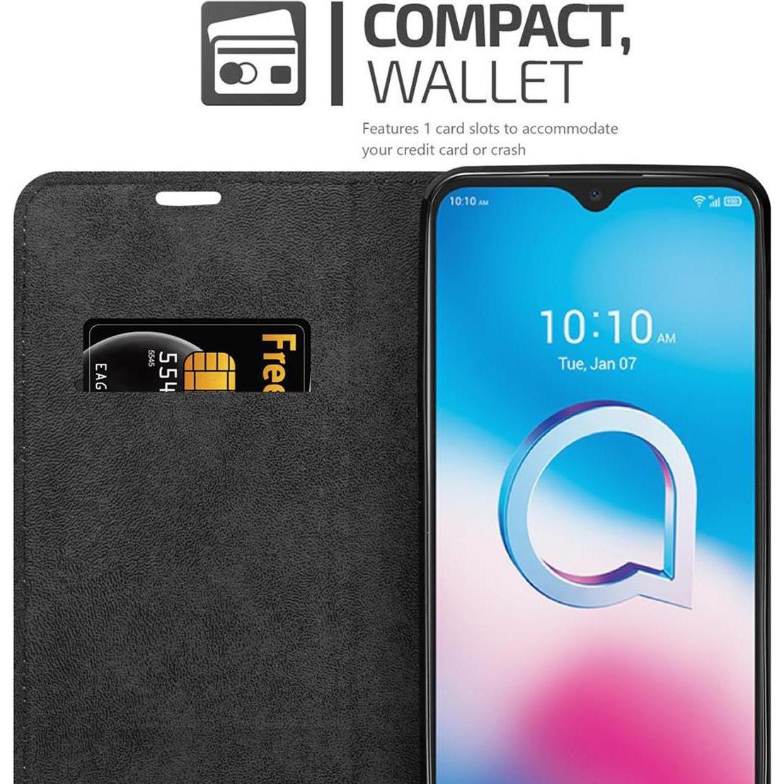 Thumbnail - Cadorabo Book Invisible Magnet Cover (Alcatel 3L), Smartphone Hülle, Schwarz
