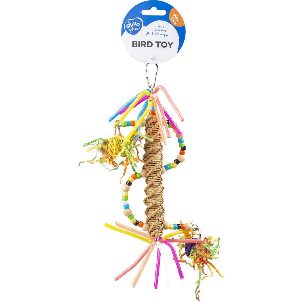 Jouet pour oiseaux pendentif rond coloré en paille Duvoplus