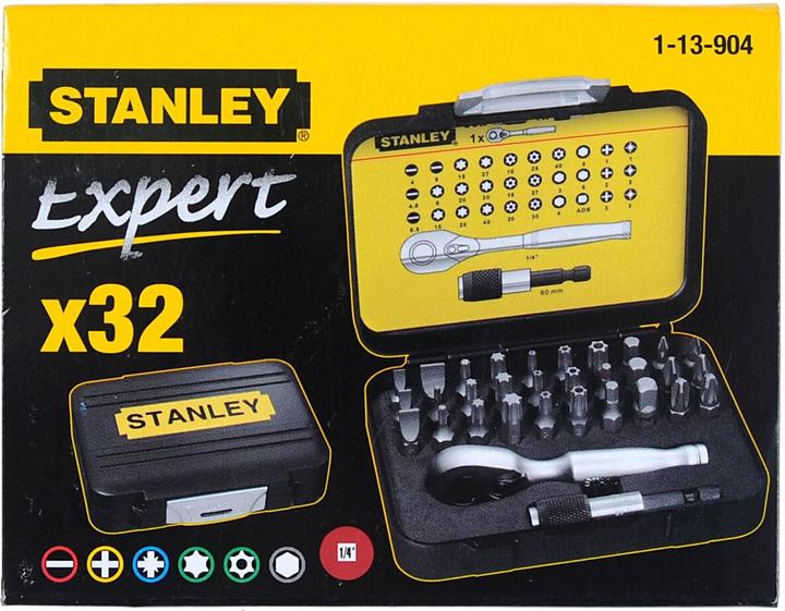 Produktbild Stanley 1/4" BitSatz, 25 mm, mit MiniUmschaltknarre, 32teilig (Innensechsrund TX)