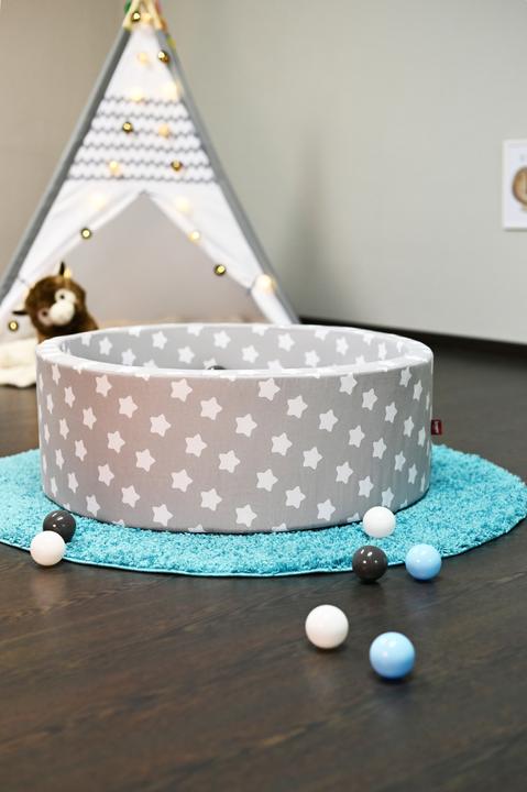 Actual product image Knorrtoys Bällebad soft - "Grey white stars" - 300 balls creme/grey/lightblue (ca. 6 Durchmesser)