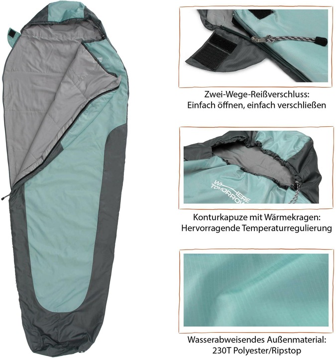 Immagine prodotto Where Tomorrow Schlafsack ultraleicht Polyester, Petrol (200 cm)
