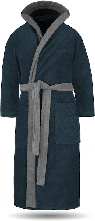 Produktbild Normani Damen Baumwoll-Bademantel mit Frottee, zweifarbig - OEKO-TEX® 100 - 8783 (M)