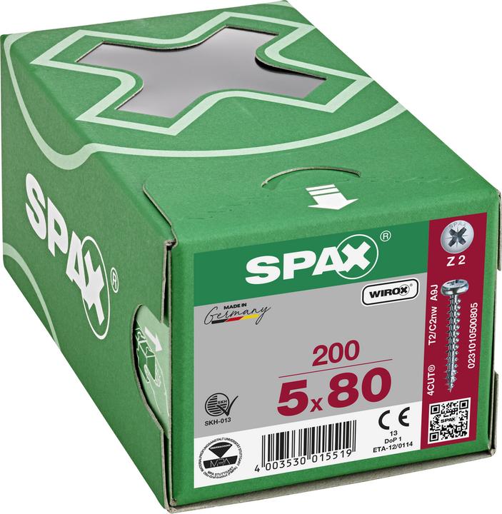 Produktbild Spax Halbrundkopf Kreuzschlitz Z2 Vollgewinde Wirox (200 Schrauben pro Stück)