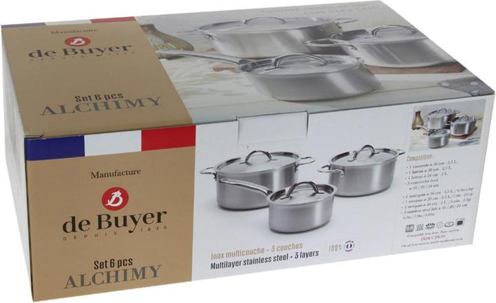 Immagine prodotto de Buyer Set di 6 pentole Alchimy: 2 pentole da 16, 24cm+casseruola da 20cm (Set di pentole e padelle da cucina, Acciaio inossidabile)