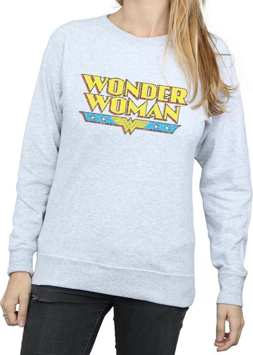 Actual product image Womens/Ladies Wonder Woman Crackle Logo Sweatshirt (L)