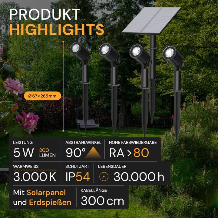 Image du produit Enovalite Solar LED-Gartenstrahler (90 lm, IP54)
